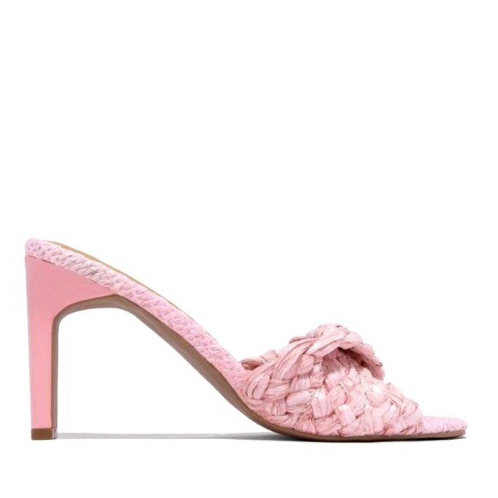 !! NEW !! Raffia Mule Heels in Pink